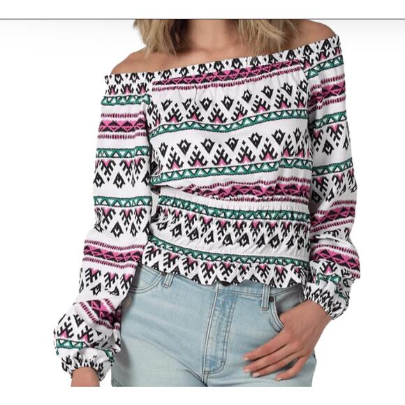 Wrangler Tops - NEW Wrangler Retro XL Off The Shoulder Top Western Rodeo Cowgirl Boho Ranch